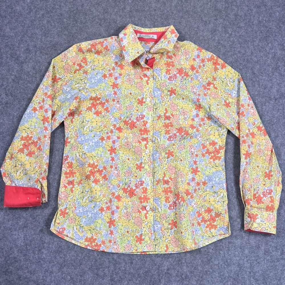 Orvis Yellow Pastel Floral Long Sleeve Button‎ Down Shirt Women's Size 6